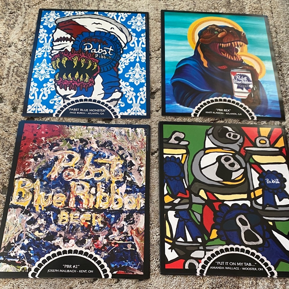 PABST BLUE RIBBON RARE BEER POSTER 2009 SET OF 4 - Art Collection NEW! - Picture 6 of 15